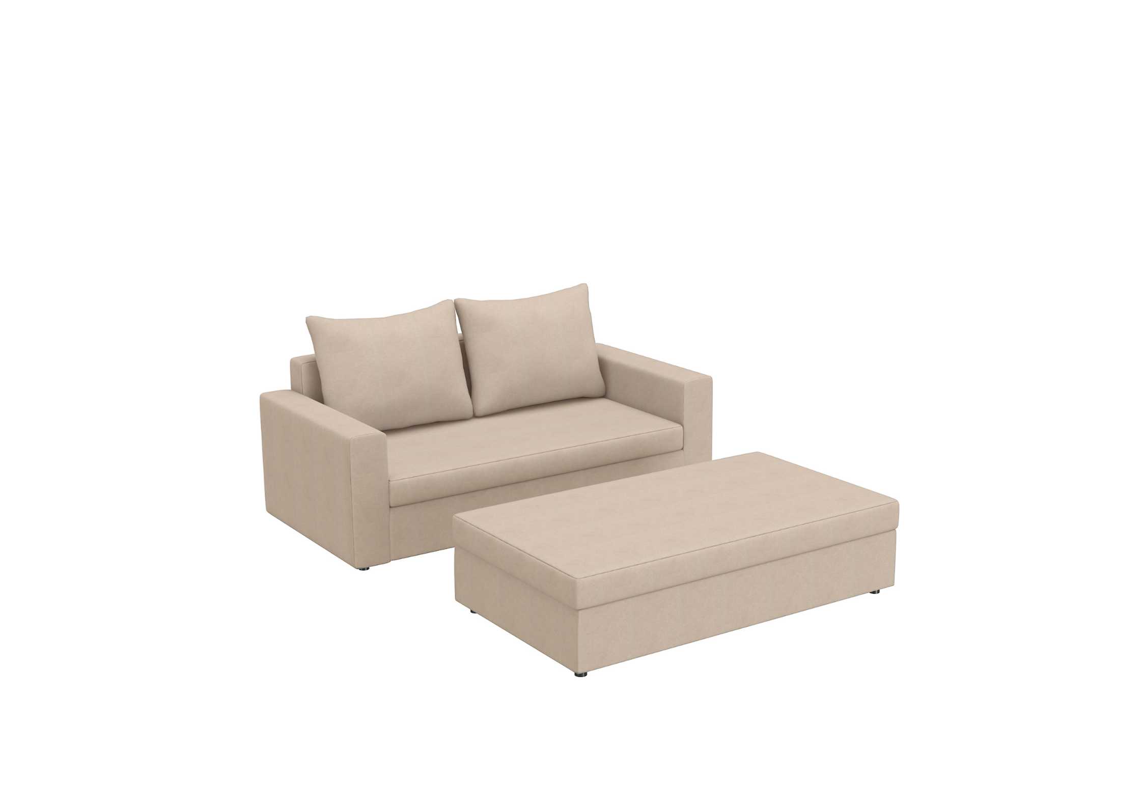 Mała beżowa sofa rozkładana